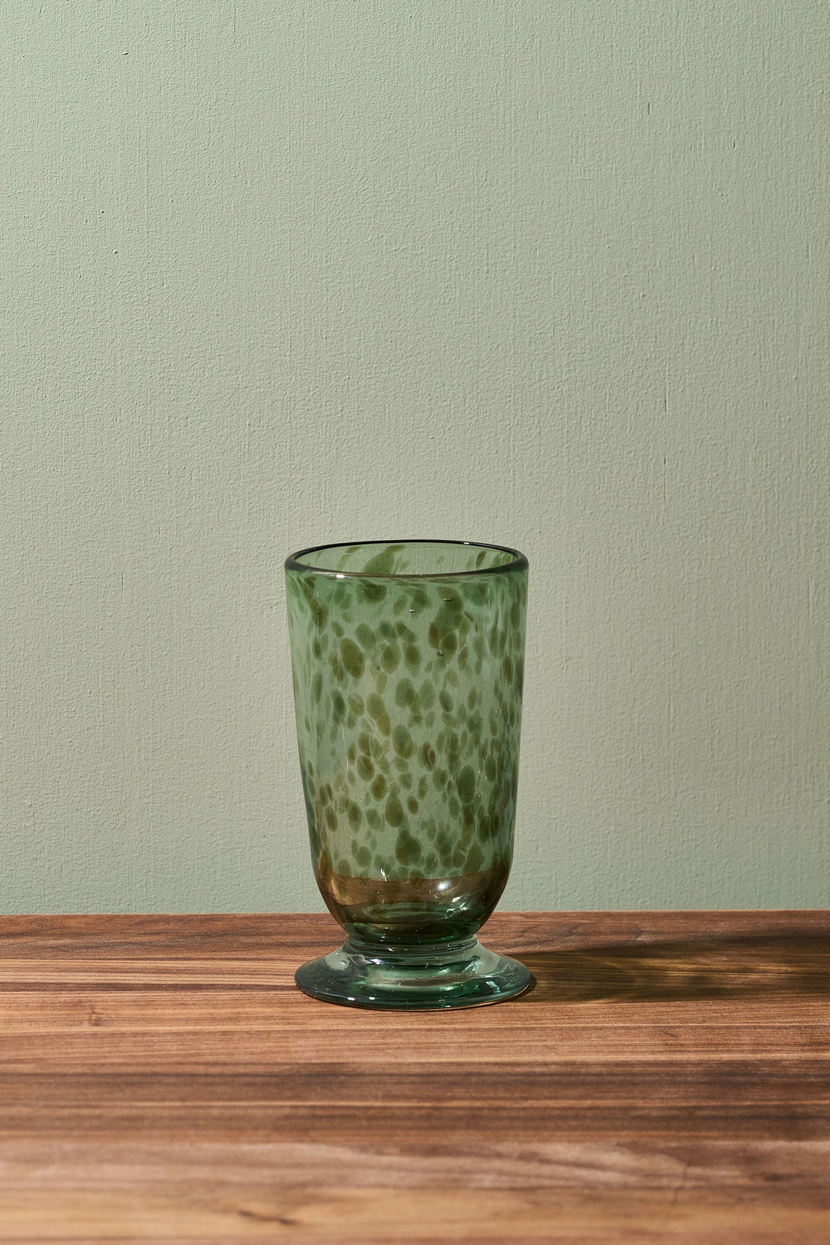 Marble Footed Glassware in Olive, Set of 4