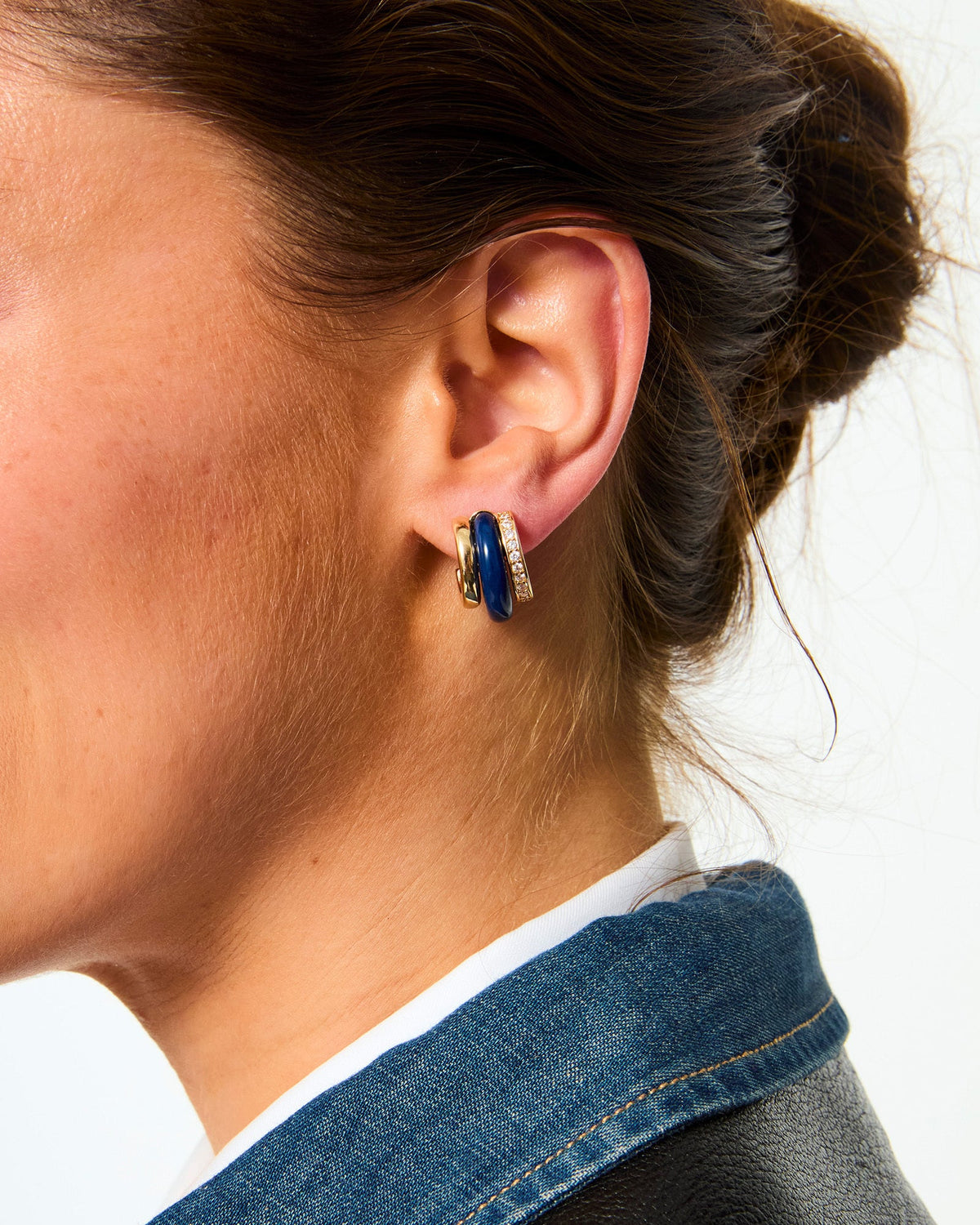 The Stone Huggie Earrings in Lapis