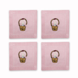 Bunny Basket Cocktail Napkins, Set of 4 Chefanie 