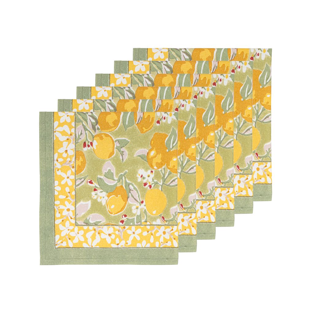 Citron Napkins in Vert & Yellow, Set of 6