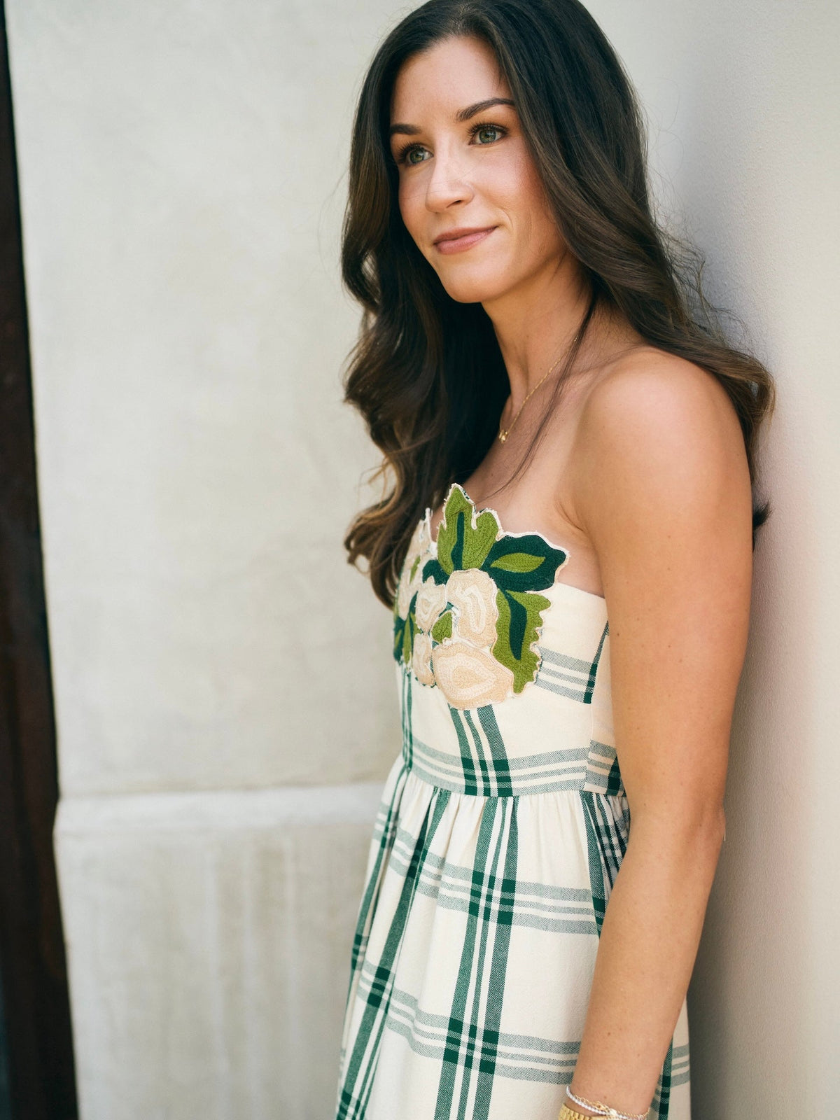 EDDY x Mckenzie Depinto Lucy Dress in Green Plaid & Floral