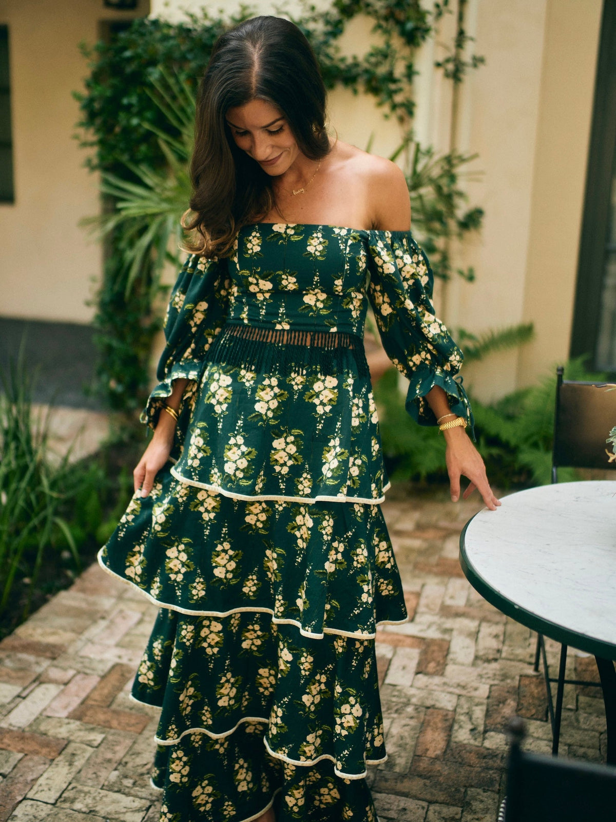 EDDY x Mckenzie Depinto Kenz Skirt in Deep Green & Floral