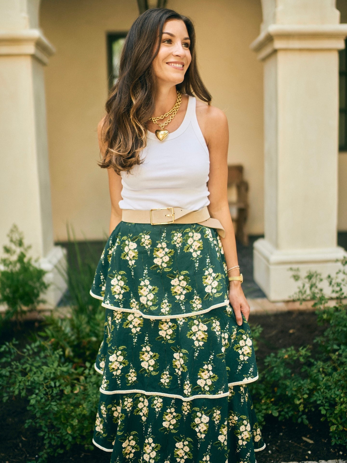 EDDY x Mckenzie Depinto Kenz Skirt in Deep Green & Floral