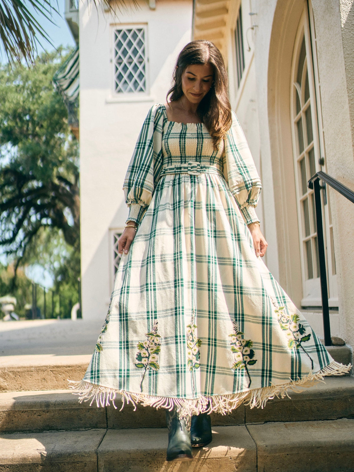 EDDY x Mckenzie Depinto Eloise Dress in Green Plaid & Floral