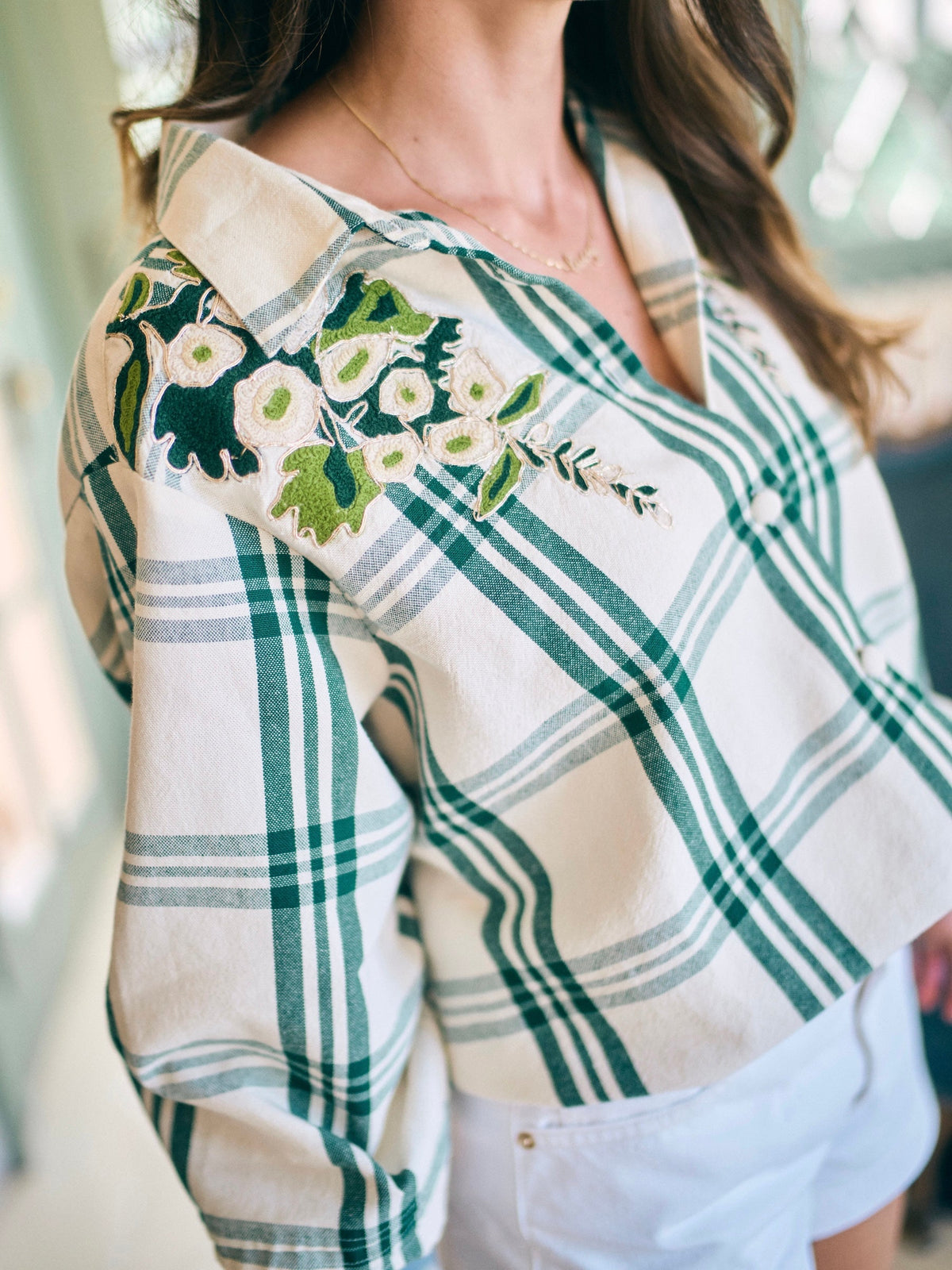 EDDY x Mckenzie Depinto Butler Top in Green Plaid & Floral