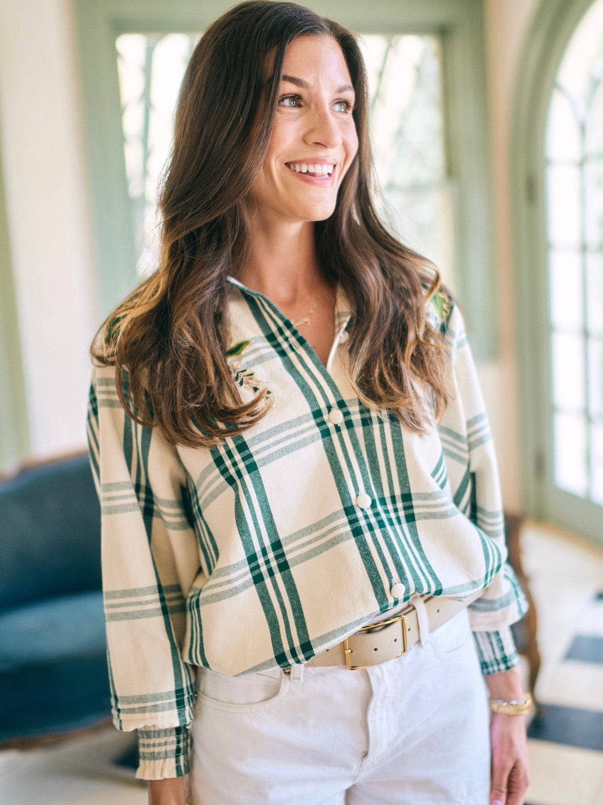 EDDY x Mckenzie Depinto Butler Top in Green Plaid & Floral