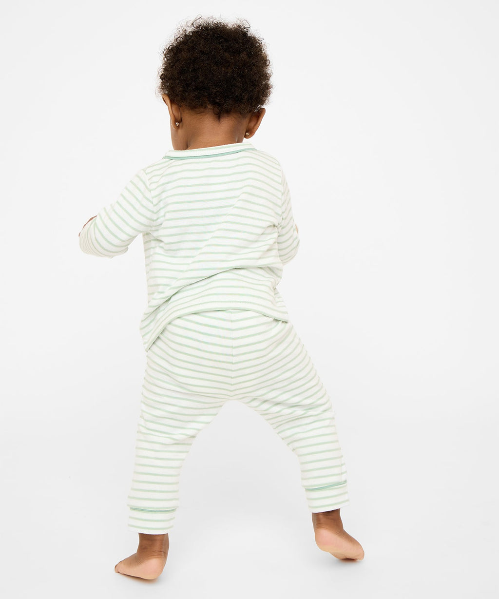 Edward Baby T-Shirt in Dusty Seafoam Mini Stripe