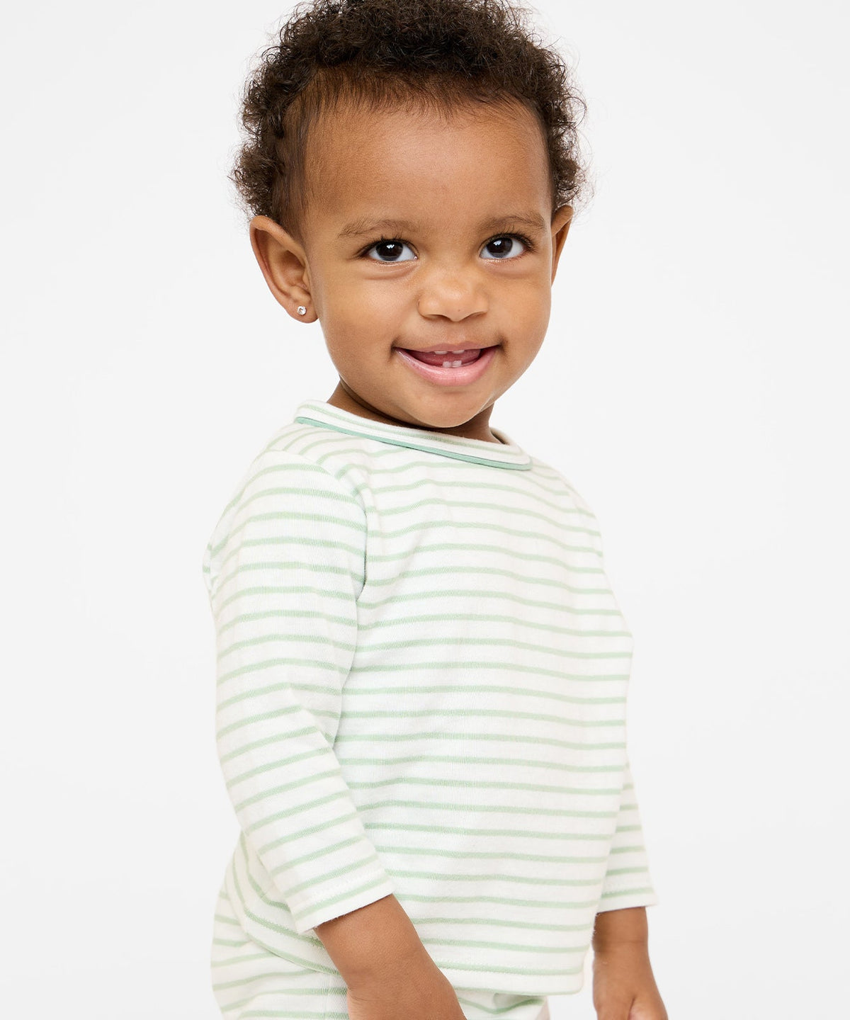 Edward Baby T-Shirt in Dusty Seafoam Mini Stripe
