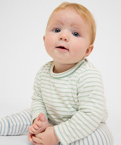 Edward Baby T-Shirt in Dusty Seafoam Mini Stripe