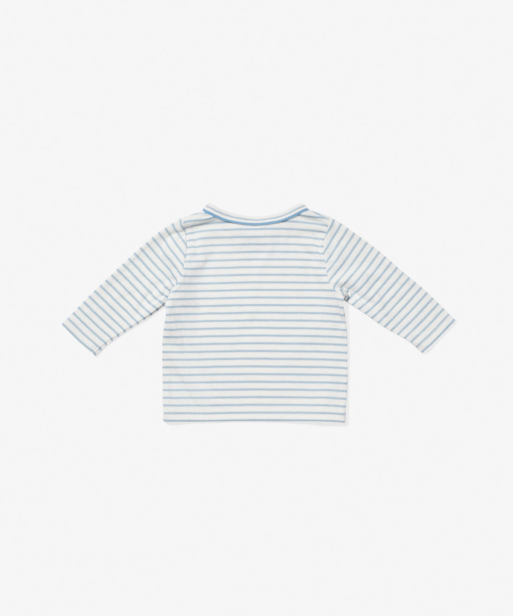 Edward Baby T-Shirt in Dusty Blue Mini Stripe