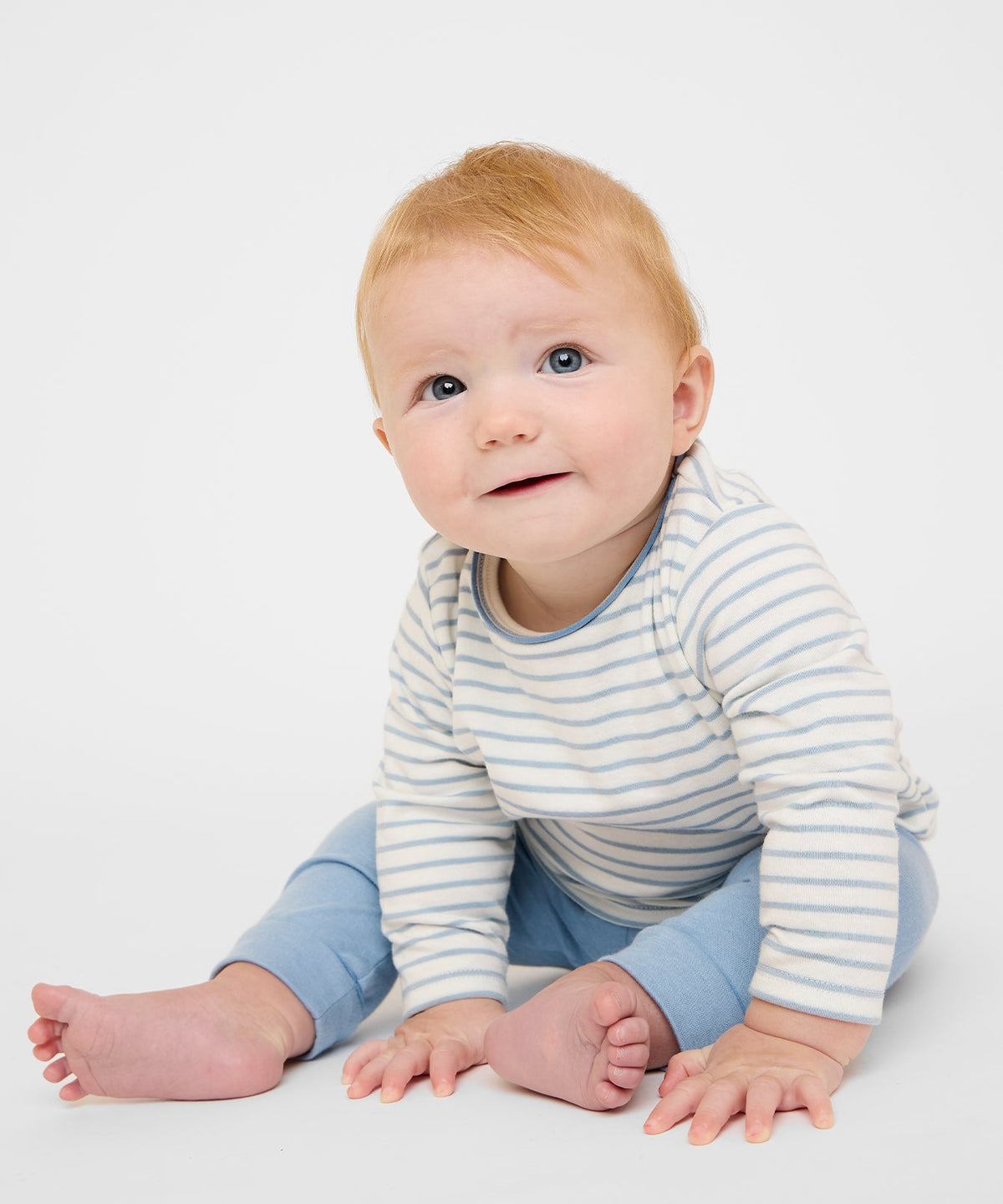 Edward Baby T-Shirt in Dusty Blue Mini Stripe