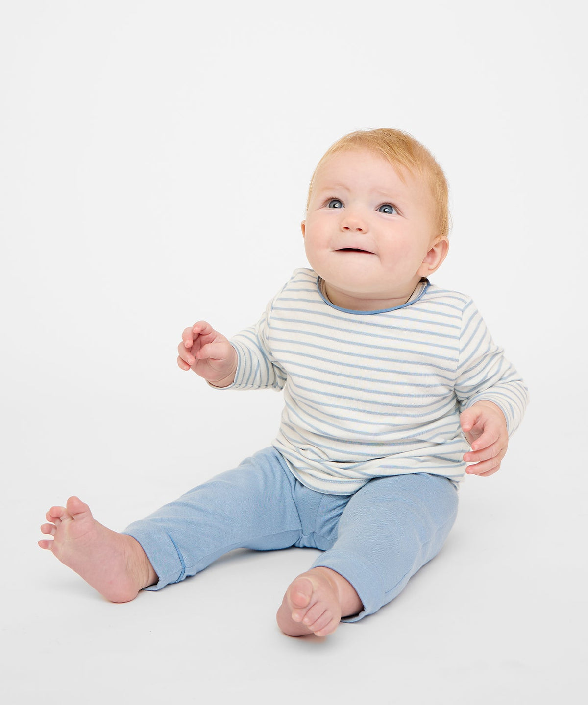 Edward Baby T-Shirt in Dusty Blue Mini Stripe