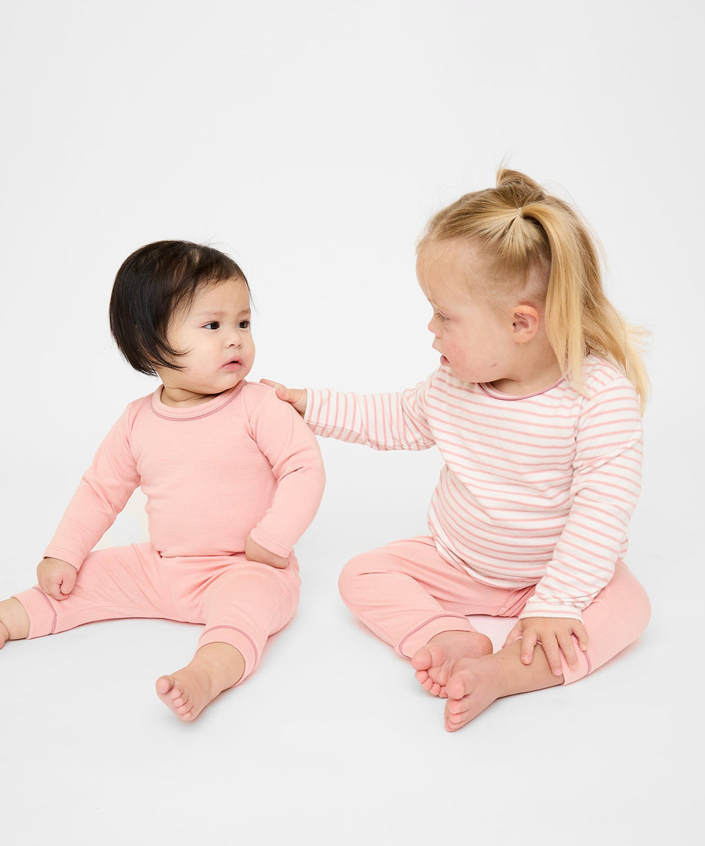 Edward Baby T-Shirt in Dusty Rose Mini Stripe