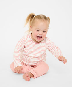 Edward Baby T-Shirt in Dusty Rose Mini Stripe