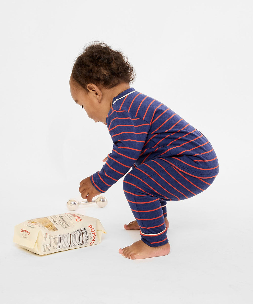 Edward Baby T-Shirt in Navy Fine Stripe