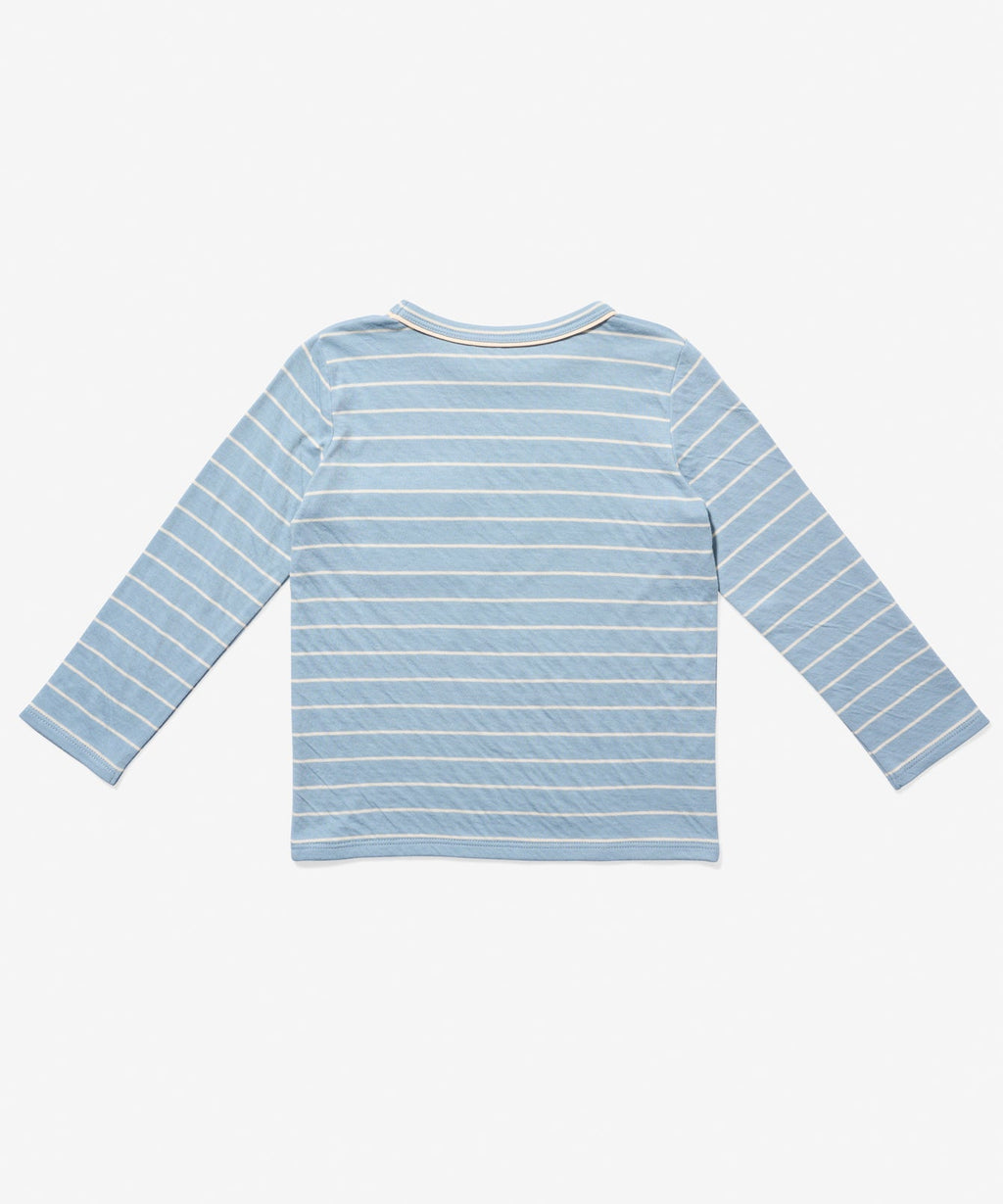 Edward T-Shirt in Dusty Blue Fine Stripe