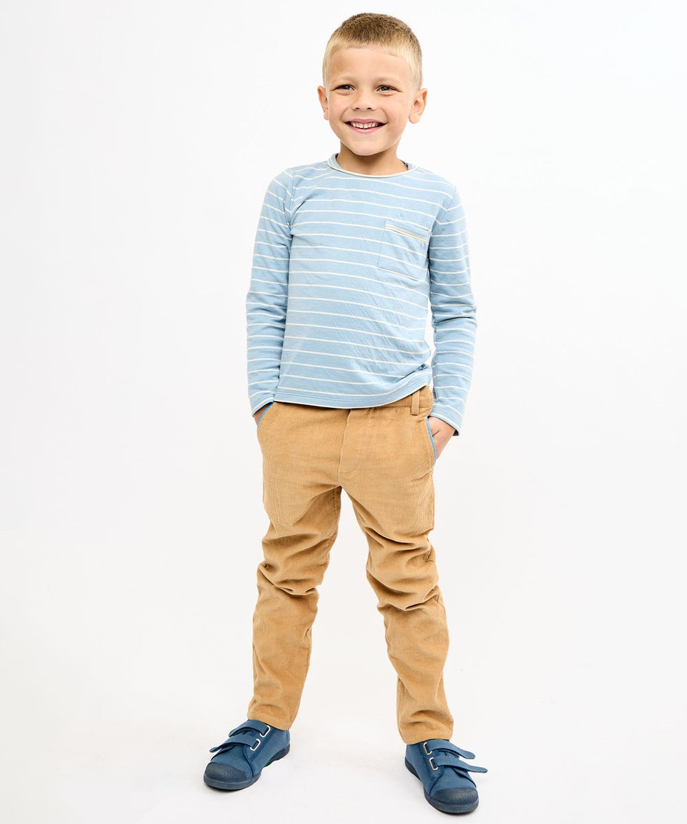 Edward T-Shirt in Dusty Blue Fine Stripe