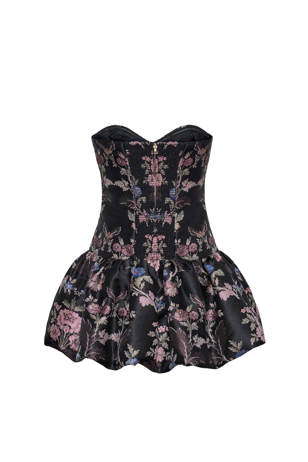 Elena Mini Dress in Trellis Jacquard Black