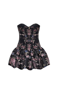 Elena Mini Dress in Trellis Jacquard Black