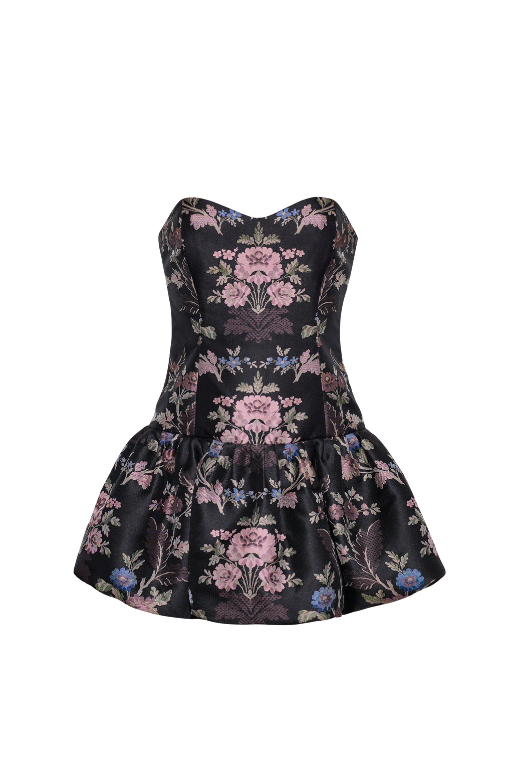 Elena Mini Dress in Trellis Jacquard Black