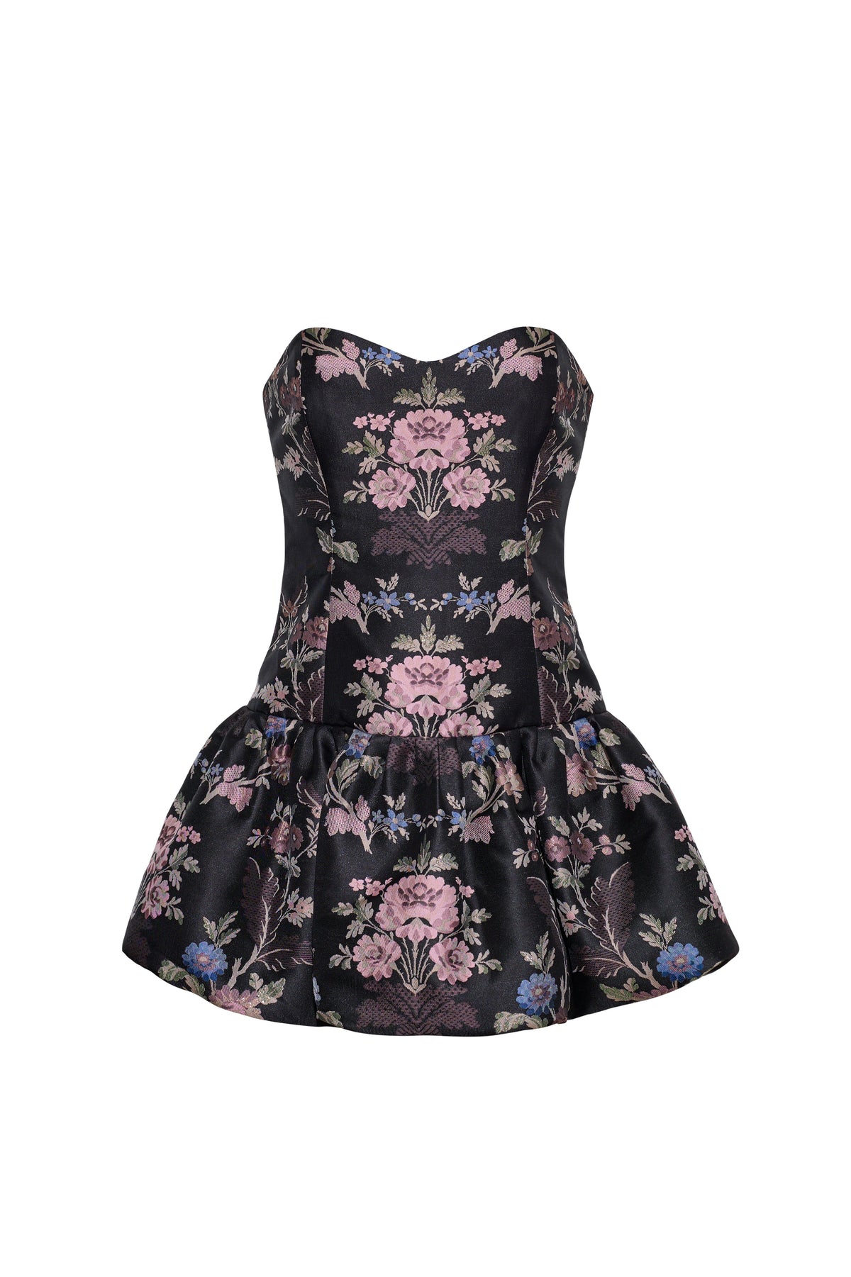 Elena Mini Dress in Trellis Jacquard Black