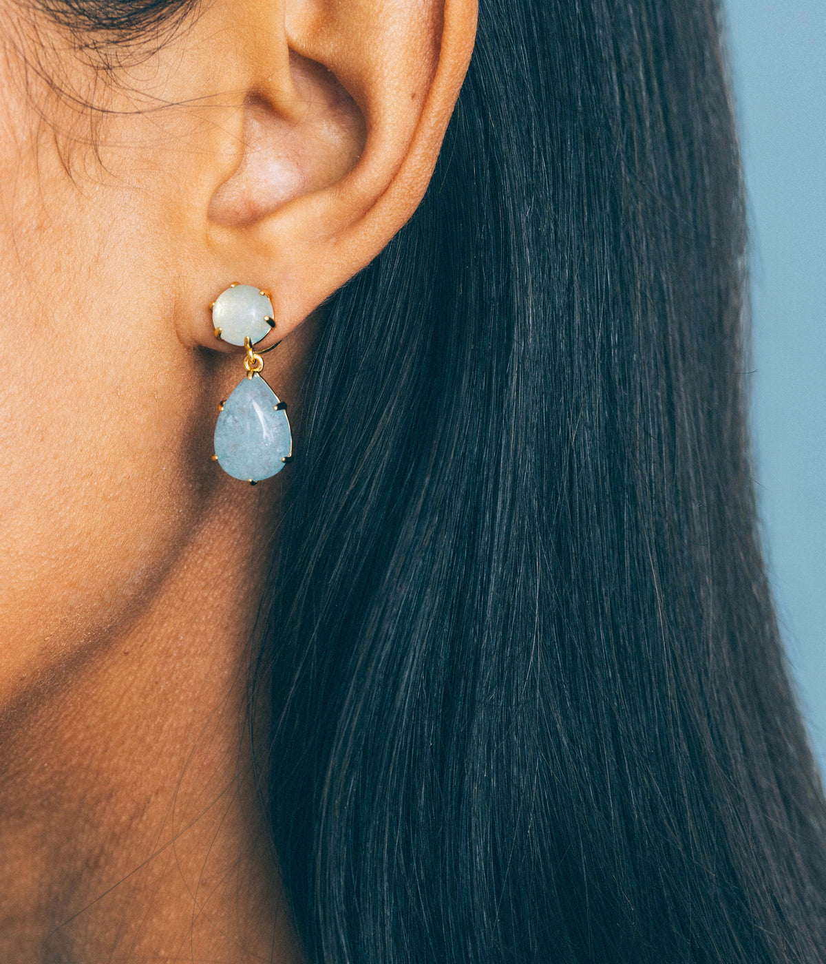 Elia Drop Earrings in Aquamarine - Loren Hope