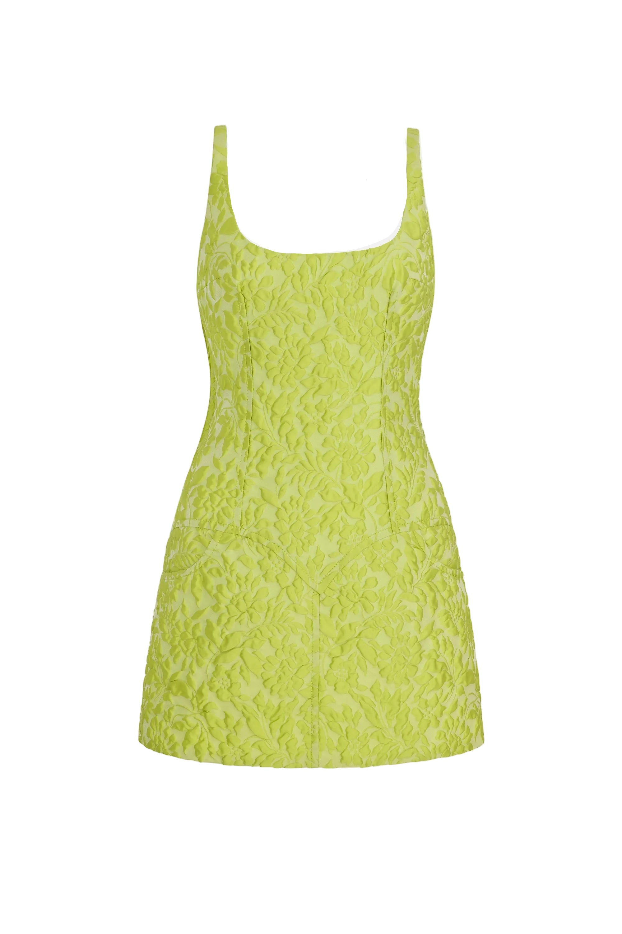 Eliezer Dress In Lime Green Embossed Cloque Front Shot | Emilia Wickstead