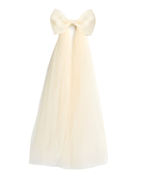 Elisa Bow Veil - Cream Bow with Tulle Trail Tulle Bow Veil main image 2