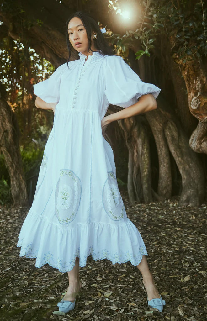 Eliza Maxi Dress in White Whimsy