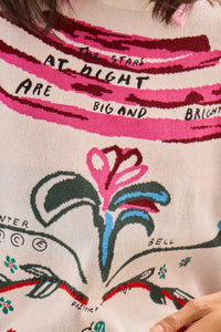 The Elizabeth Sweater is a crewneck with a pull-over design in the anniversary print.