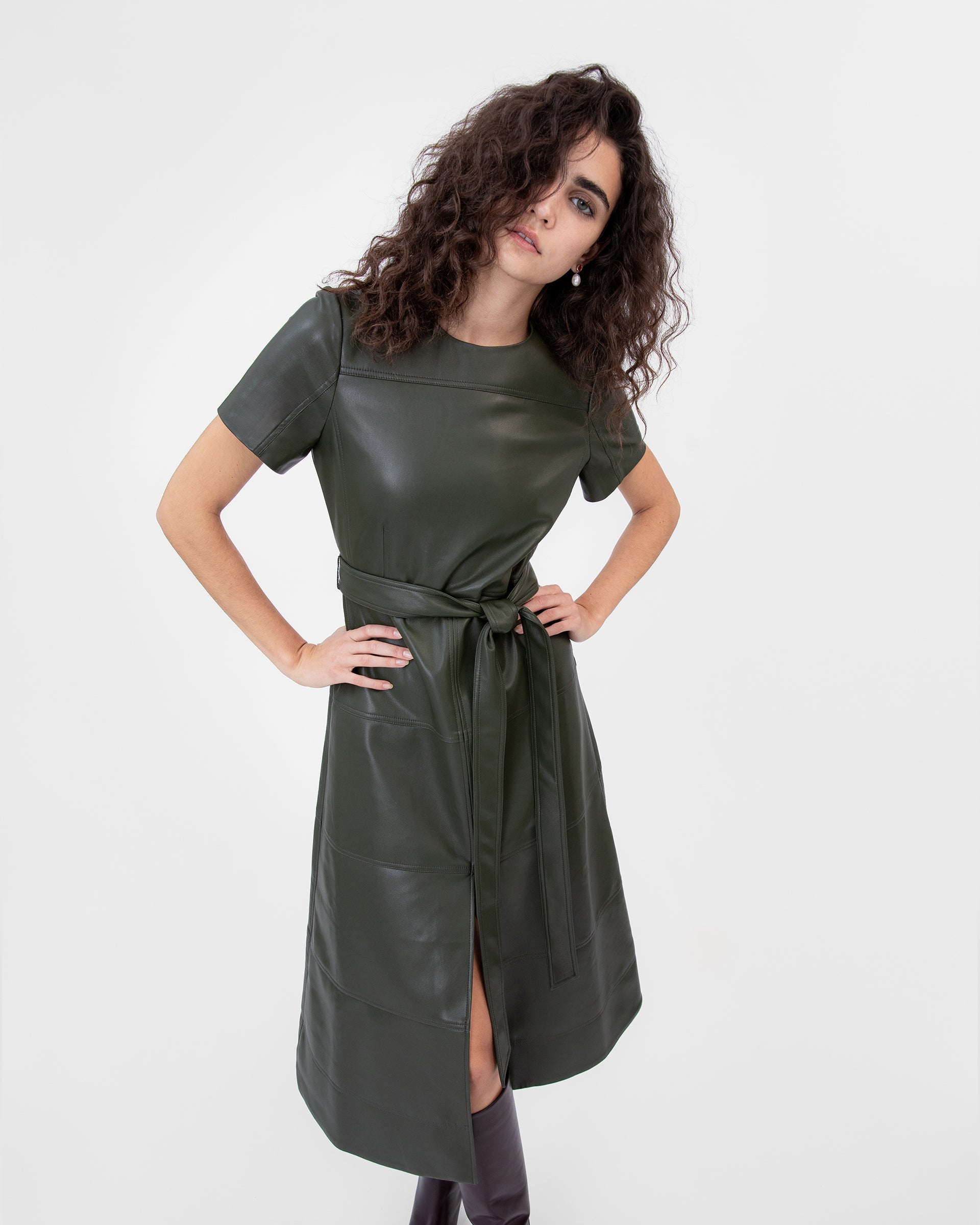 Ella Dress in Deep Army