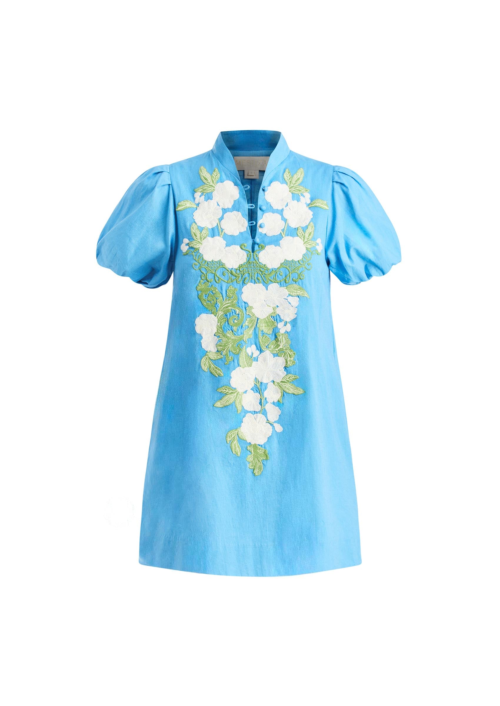 Elliana Barong Mini Dress in Colbalt Blue