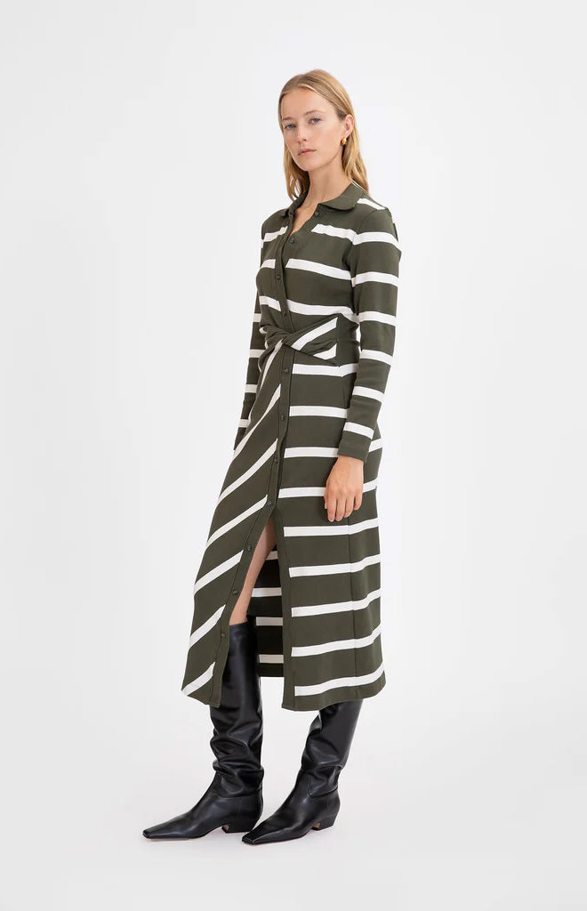 Ellicot Dress in Army/Chalk
