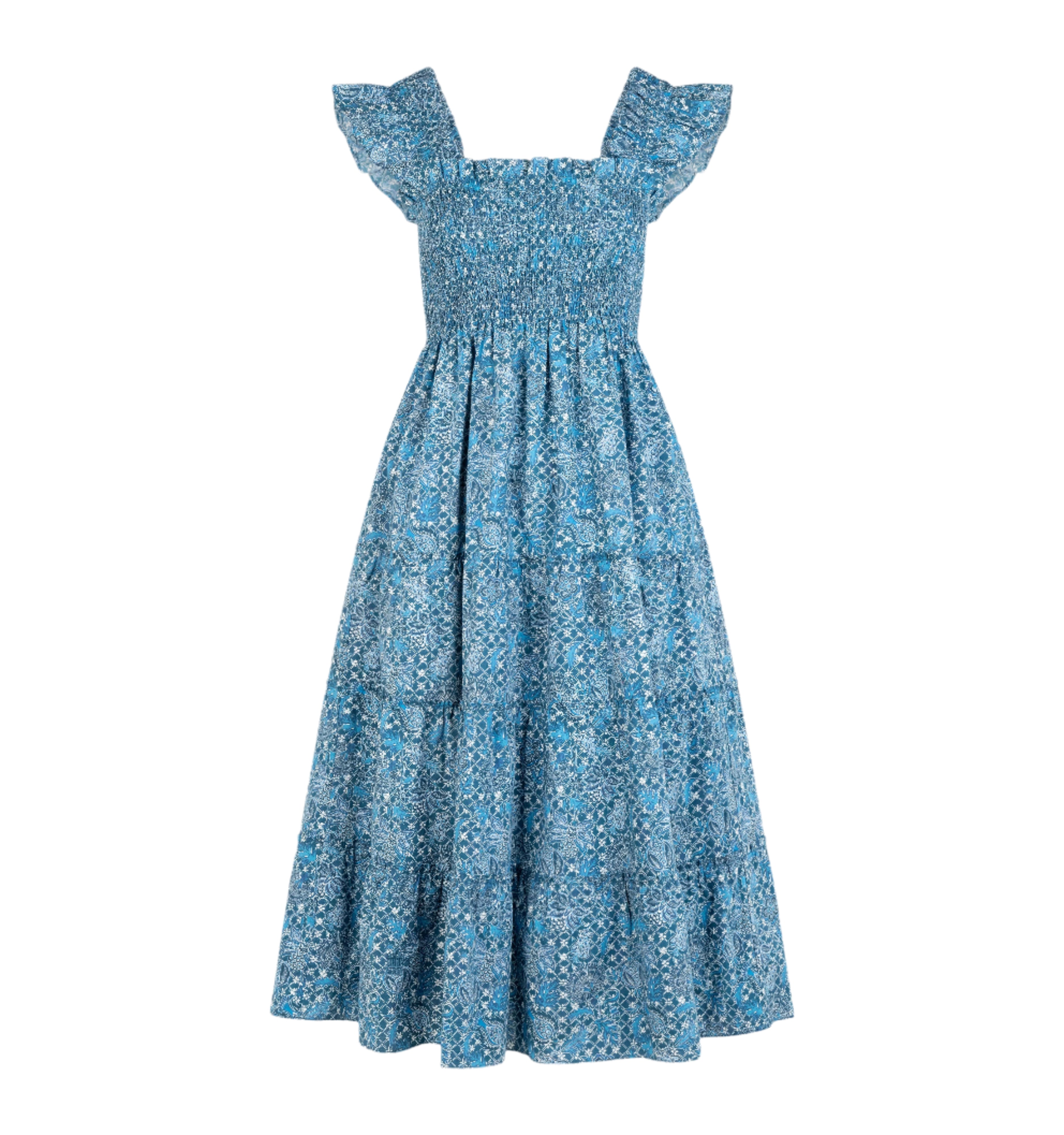 The Ellie Nap Dress - Navy Calico Trellis