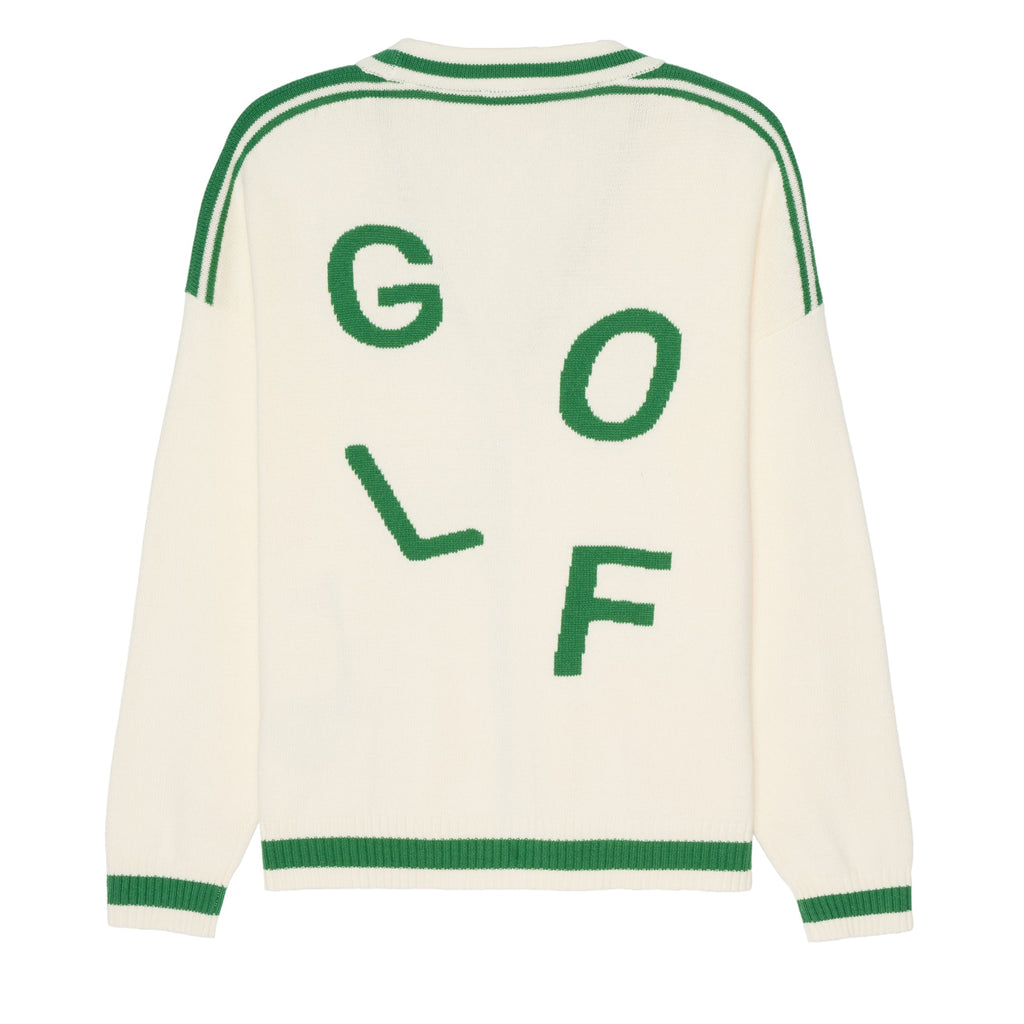 Emily Varsity Cardigan - Golf in Ivory