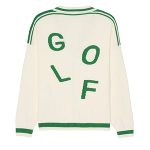 Emily Varsity Cardigan - Golf in Ivory