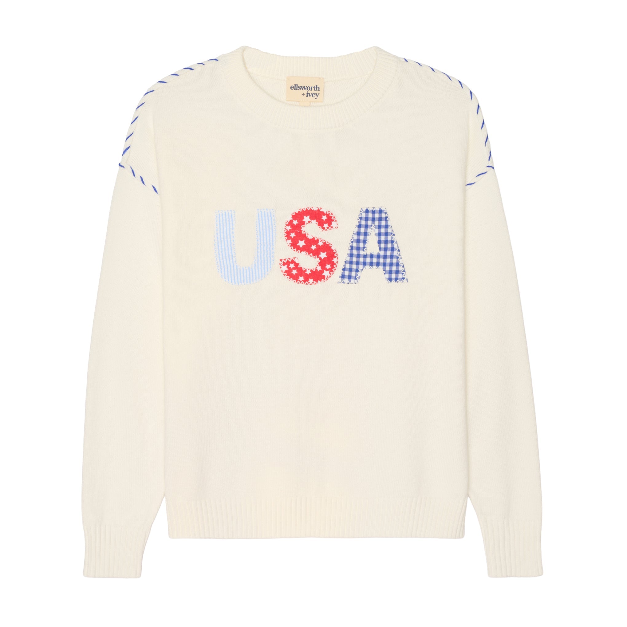 Riley Crew - USA Patchwork in ivory