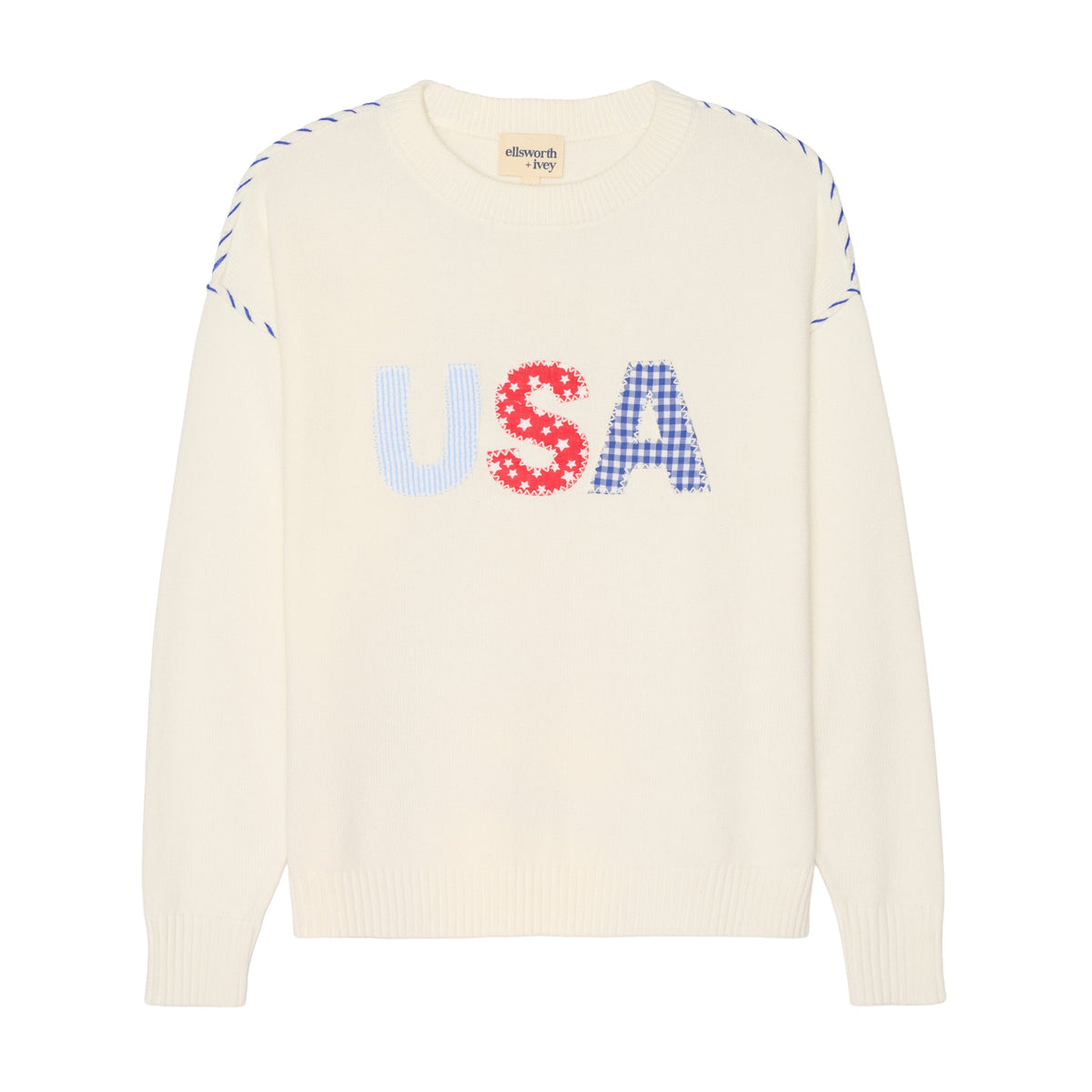Riley Crew - USA Patchwork in ivory