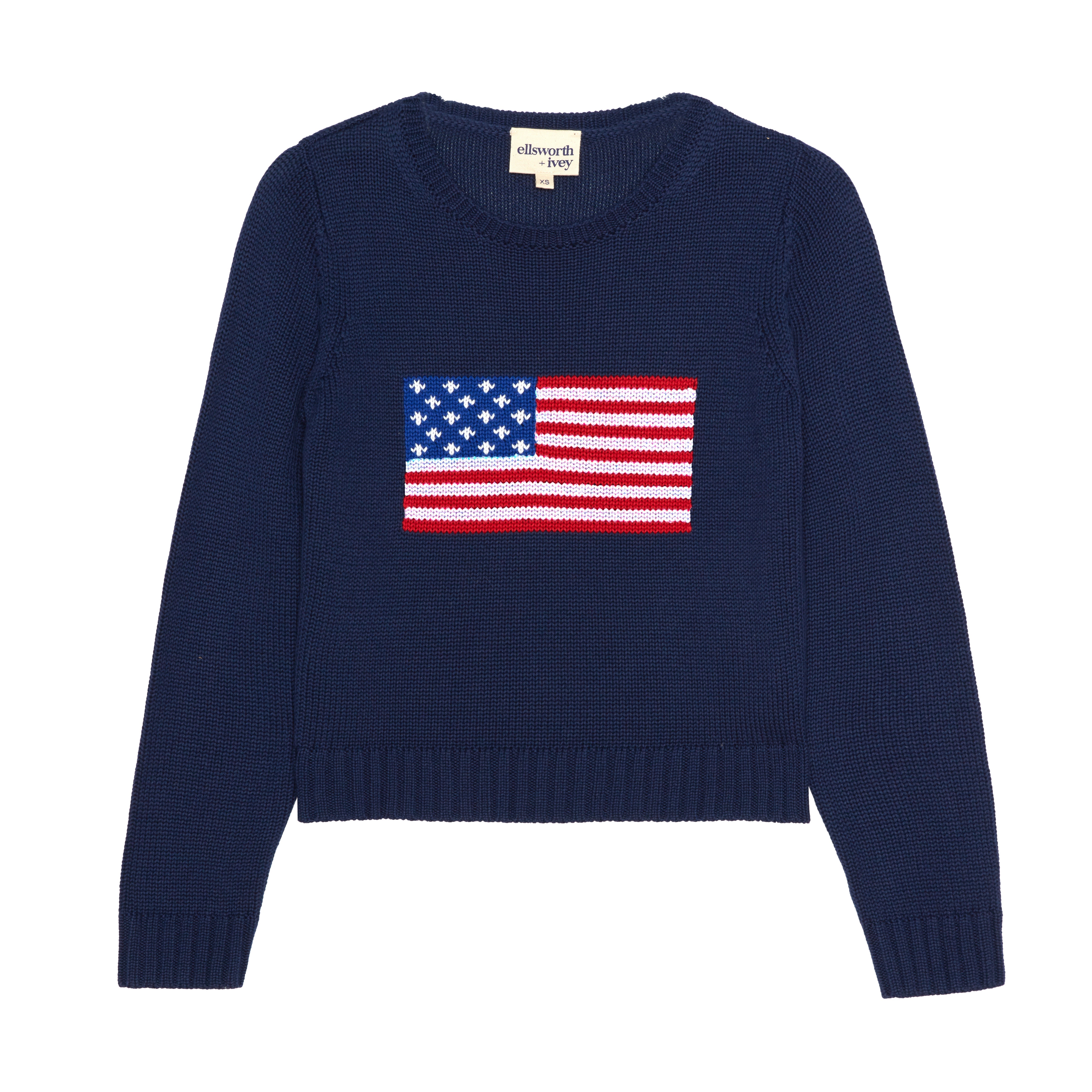 American Flag Fashion Crewneck Sweater in Navy