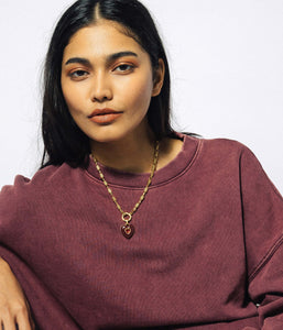 Elodie Heart Pendant in Oxblood