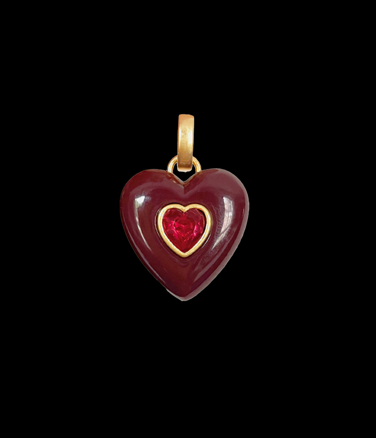 Elodie Heart Pendant in Oxblood