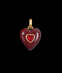 Elodie Heart Pendant in Oxblood