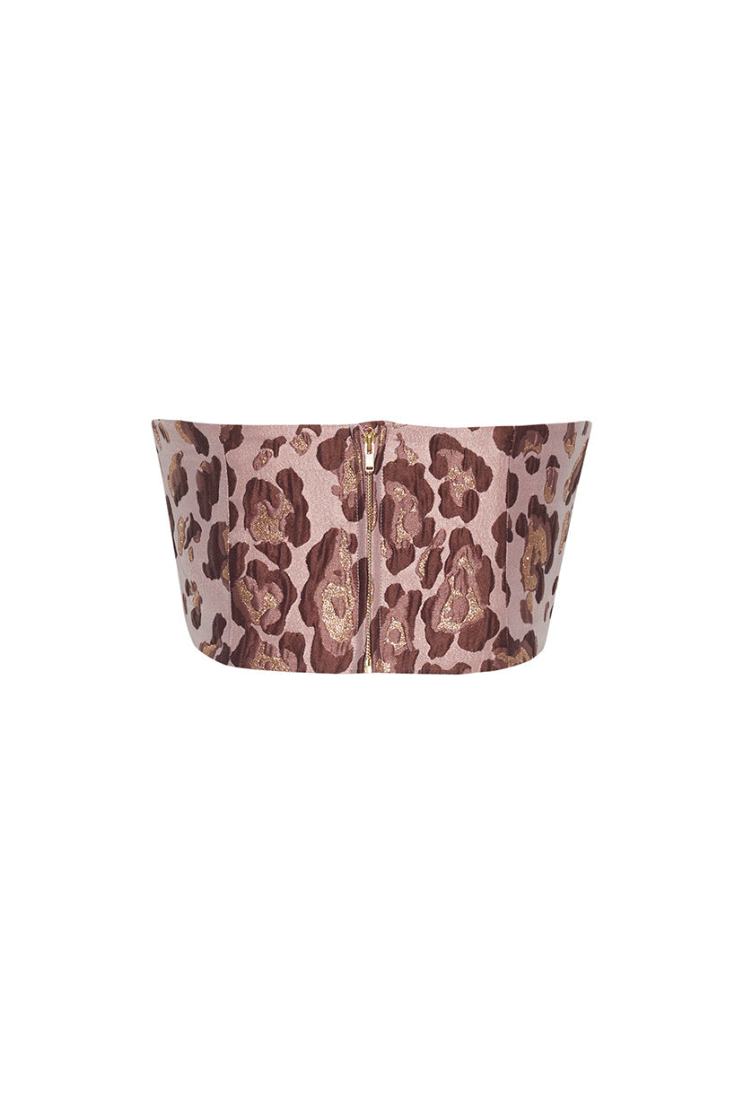 Elsa Top in Painted Animal Blush Metallic Jacquard