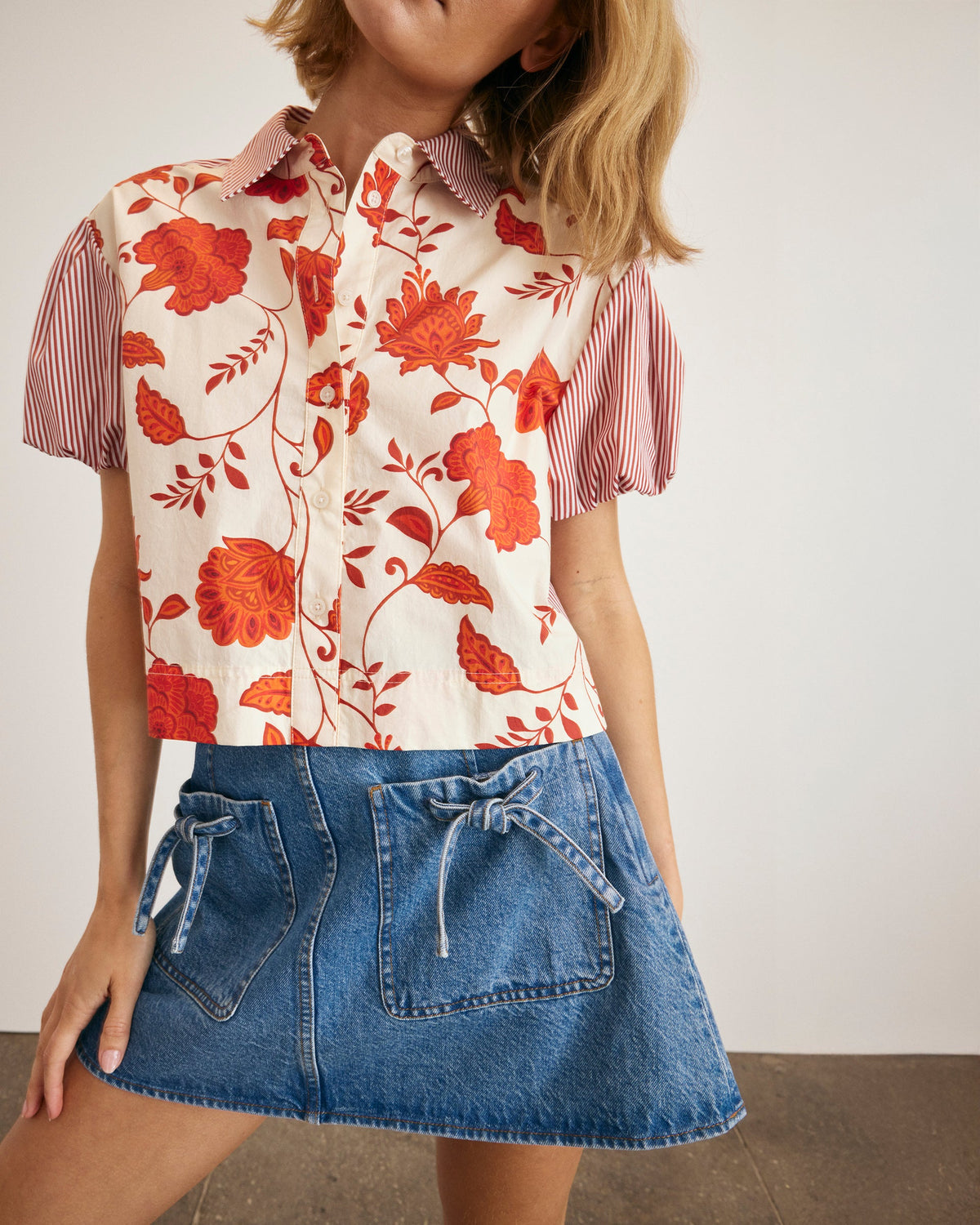 Elza Top in Cream & Tomato