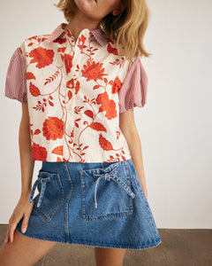 Elza Top in Cream & Tomato