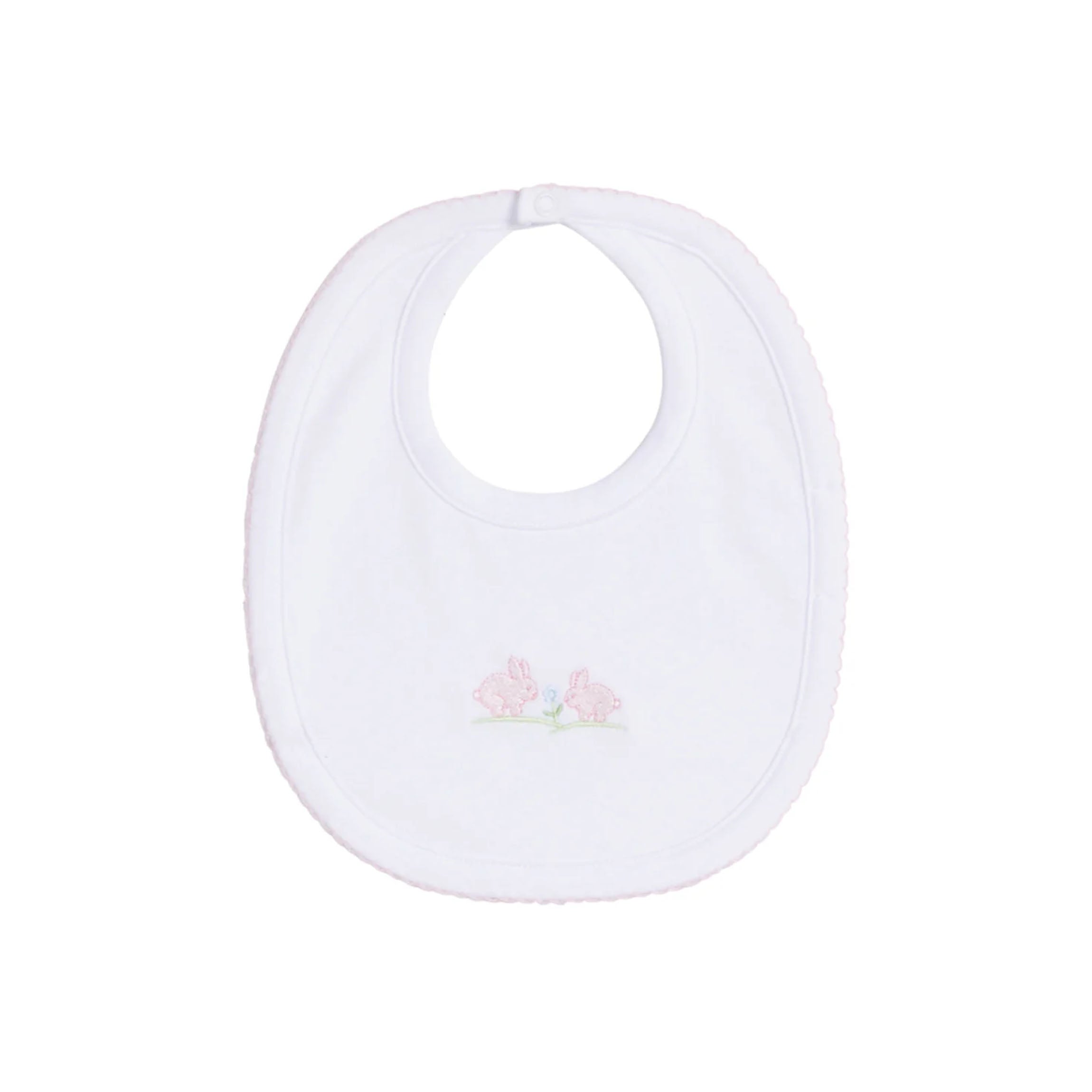 Embroidered Bib Pink Bunny