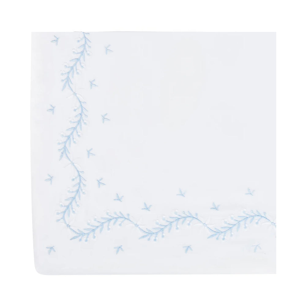 Embroidered Crib Sheet in Sky