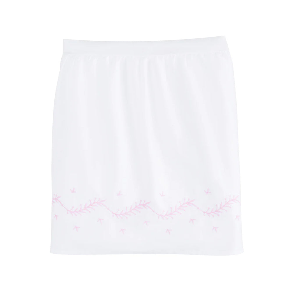 Embroidered Crib Skirt in Blush