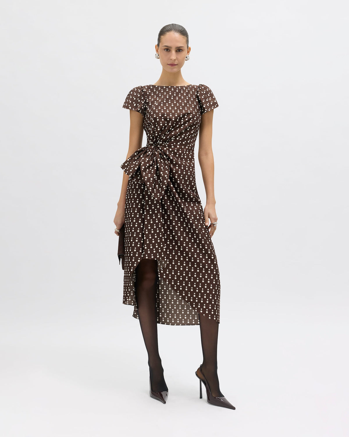 Emeline Polka Dot Dress in Chocolate Multi