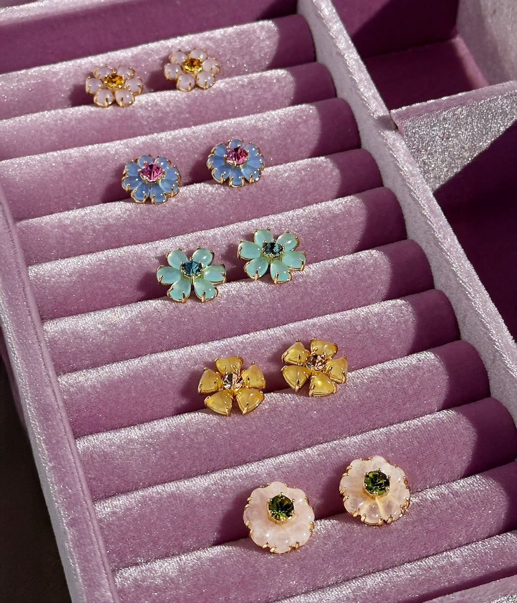 Emeline Flower Studs in Mint